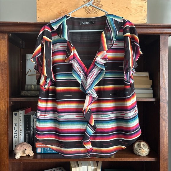 Lauren Ralph Lauren Black Label Multicolor Striped Women's Top - Picture 1 of 4